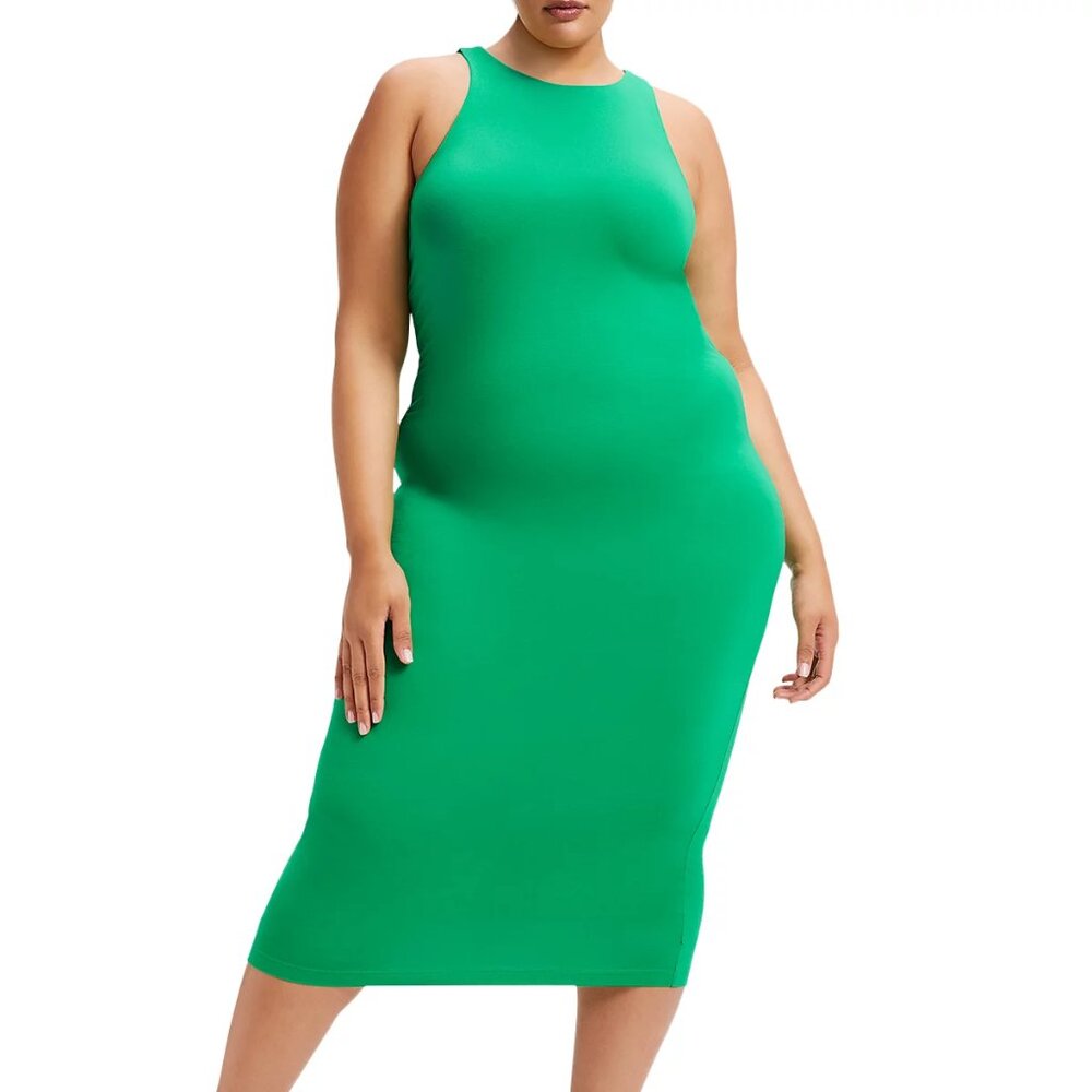 New Good American Good Touch Midi Tank Dress Size 4 Kelly Green Khloé Kardashian
